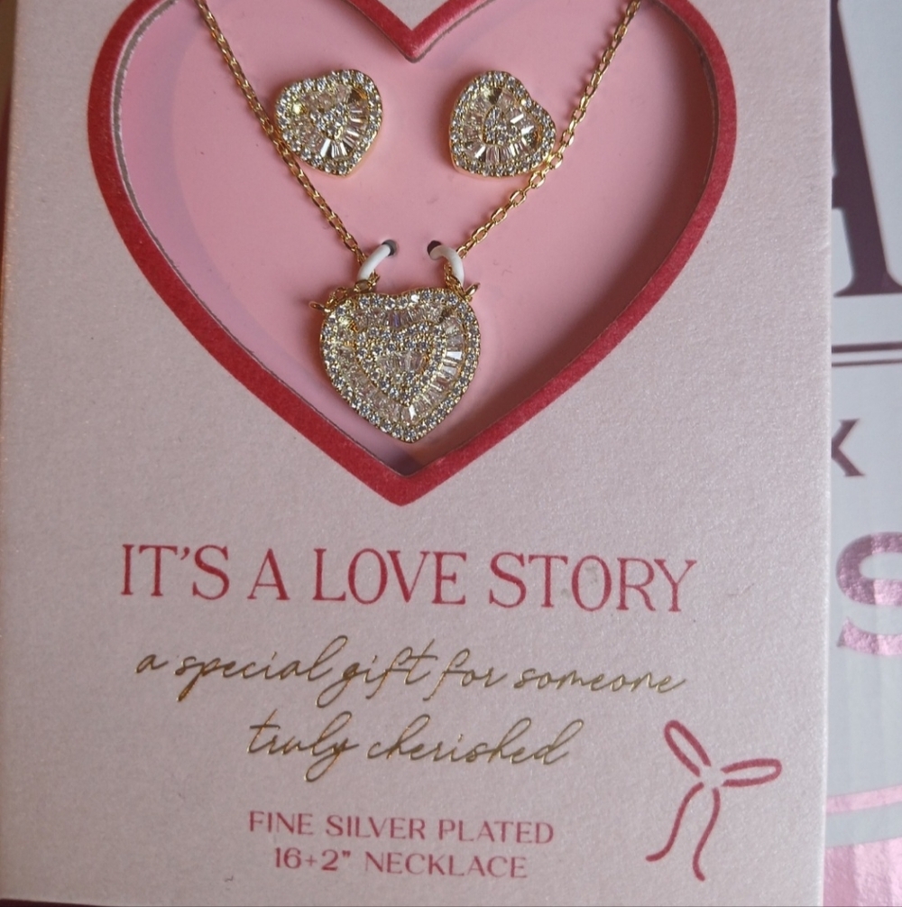 Gold Heart Plated Jewelry Set